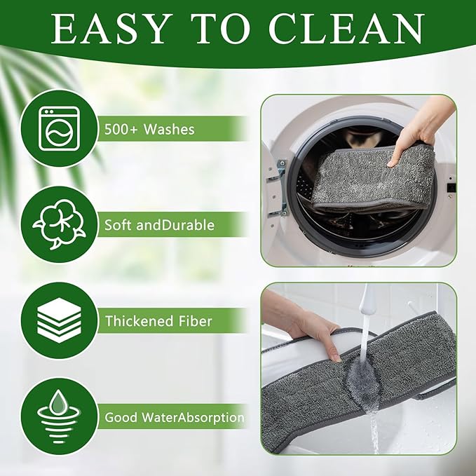3 Pcs Large 48 Inch Commercial Replacement Microfiber Pads Reusable Wrestling Wet Mop Refill Pads for Flat Mop Frames Wet and Dry Use (Micronfiber & Cotton,Grey)