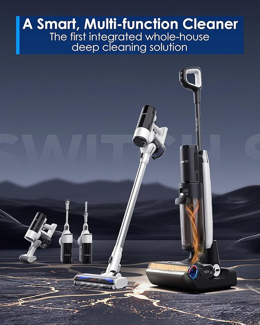 Tineco Floor ONE Switch S7 Wet Dry Vacuum Cleaner, Smart Floor Washer Multi-Function, Self-Cleaning, Extended Battery Lifespan 65Min Runtime, ZeroTangle Brush Dual-Edge Cleaning, Whole-House Cleaning