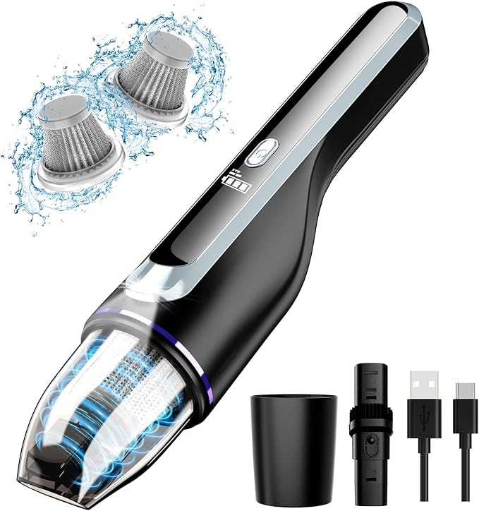 Handheld Vacuum Cleaner, Car Vacuum with Brushless Motor & 14000Pa Powerful Suction,1.2Lbs Lightweight, LED Light, Slim Mini Vacuum Cleaner for Car Home Office Pet Hair