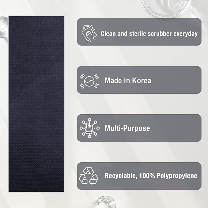 Daily Dish Scrubber Sheet Non-Scratch Household Disposable Cleaning Sponges | Recyclable, Eco-Friendly & Perfect for Kitchen, Home Cleaning and Outdoor Use (3, Navy)