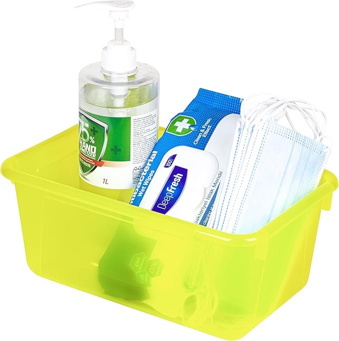 Storex Small Cubby Bin, 12.2 x 7.8 x 5.1 Inches, Candy Yellow, 5-Pack (62476U05C)