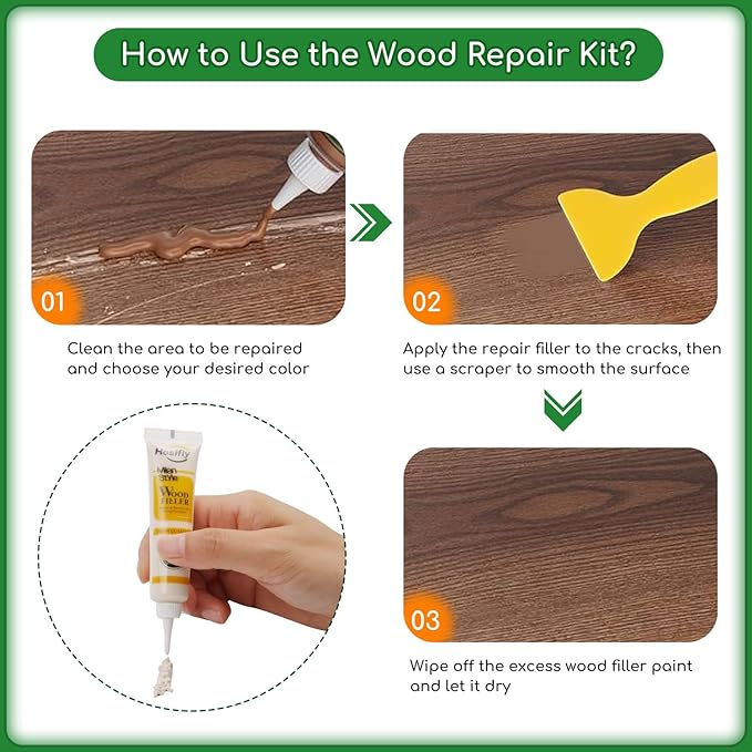 Wood Furniture Repair Kit, 24 Colors Wood Touch up Filler, Repair Scratch, Cracks, Stains, Discoloration for Wood Furniture - Cloth -Textured Series