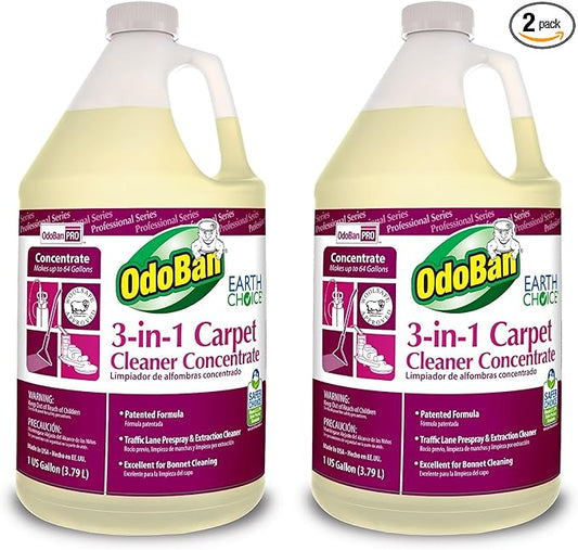 OdoBan Professional Series 3-in-1 Carpet Cleaner Concentrate, Made in the USA, Set of 2, 1 Gallon Each