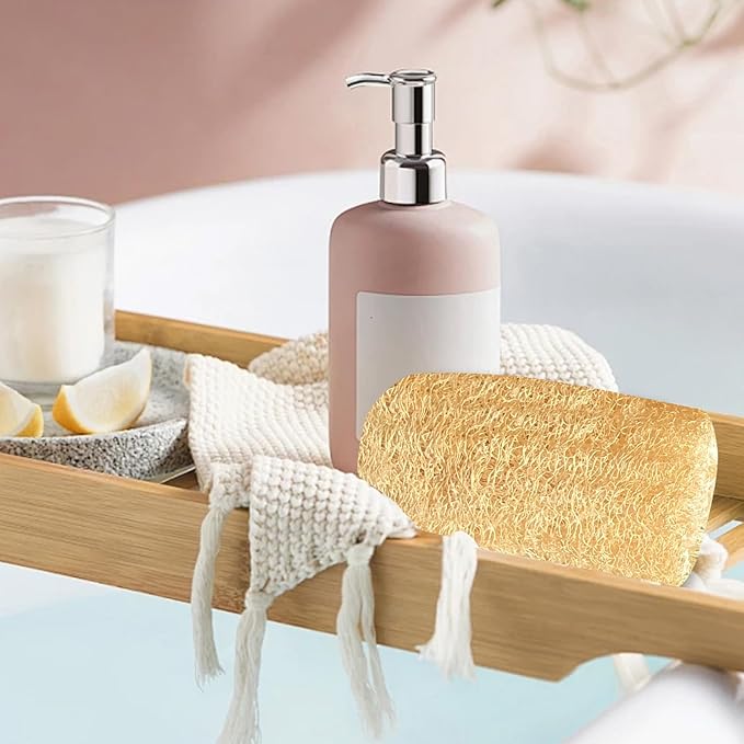 (Non-Vacuum Packed) Natural Loofah Sponge, 4pcs Loofah Vegetable Scrubber for Kitchen, Reusable Natural Dish Sponge for Cleaning and Shower Scrubbing, 4.72inch