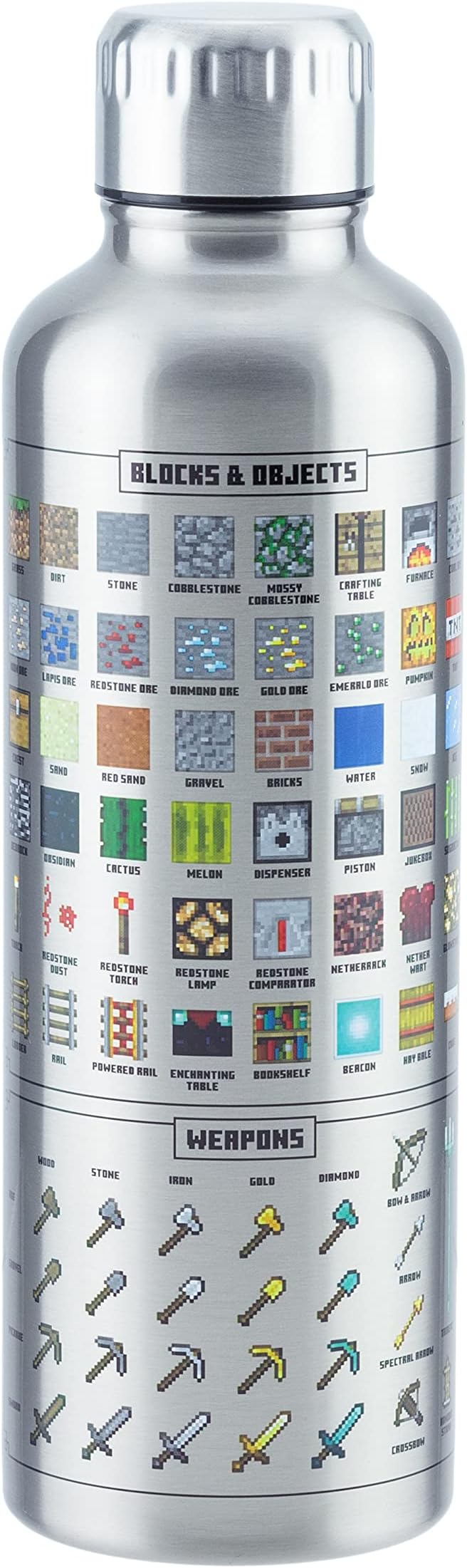 Paladone Minecraft Metal Water Bottle | Officially Licensed Gaming Merchandise