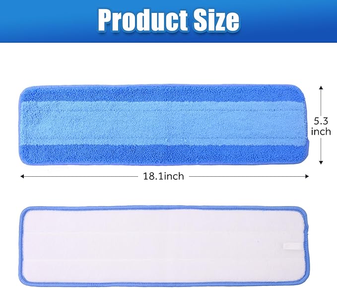 3 Pack Microfiber Cleaning Pads Compatible with Bona Mop Spray Mop Replacement Pad 18 Inch, Machine Washable Reusable, Hardwood & Hard Surface Floors, Clean Pet Hair & Dust