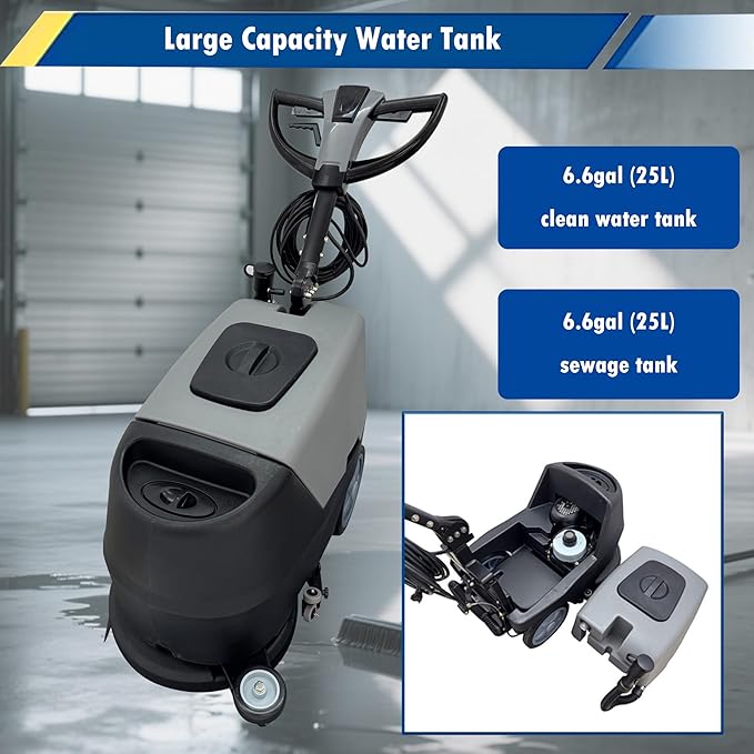 INTSUPERMAI Industrial Floor Scrubber Commercial Auto Floor Scrubber Machine 17" Brush - 173RPM Auto Scrubbing Machine with Dual 25L Water Tanks | 18m Cord for Concrete/Tile/Carpet Cleaning 110V
