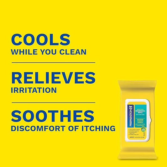 Preparation H Hemorrhoid Flushable Wipes with Witch Hazel for Skin Irritation Relief - 48 Count (Pack of 4)