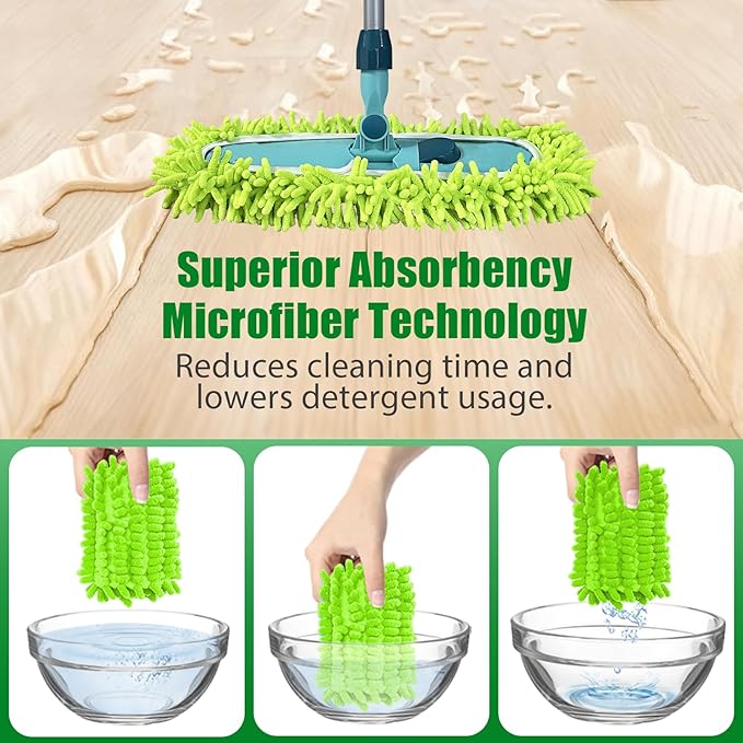 4PCS 14''~16'' Microfiber Dust Mop Pads Compatible with Leifheit 55210,Reusable Mop Refills,Replacent Wet Mopping Pad & Washable Dry Sweeping Cloths for Hardwood Floor/Tile/Marble Cleaning