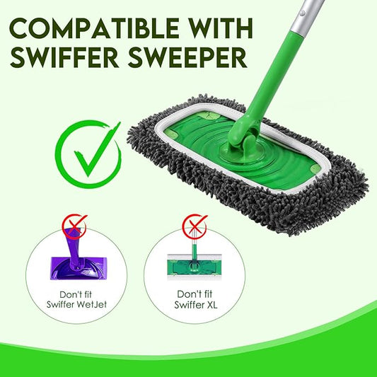 Reusable Wet Pads Refill for Swiffer Sweeper Mop - Dry Sweeping Cloths & Wet Mopping Cloths for Household Cleaning - Washable Microfiber Mop Pads, 6 Pack (Mop is not Included)