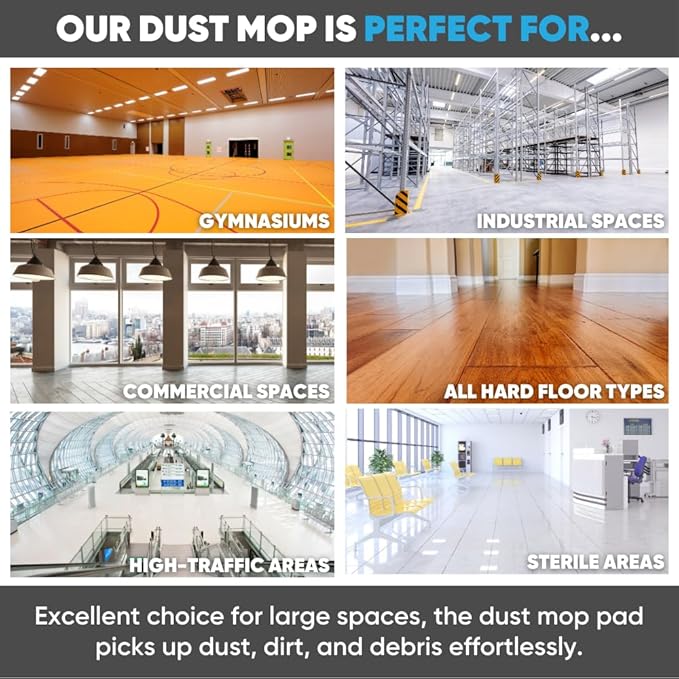 36" Mojave Microfiber Dust Mop Pads (Pack of 2) - for Hardwood, Tile, Laminate, Stone, Concrete Floors - Ideal for Commercial Use, Gyms, Schools, Warehouse, Basketball Courts
