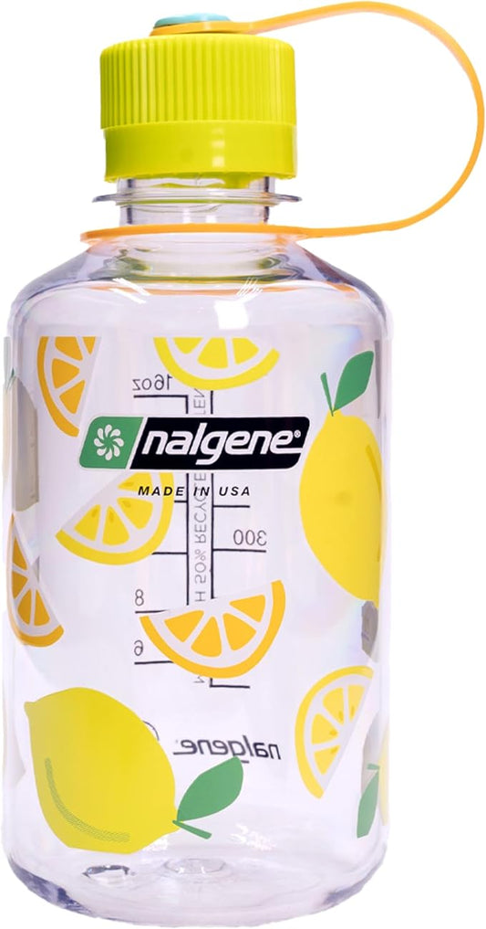 Nalgene Sustain Tritan BPA-Free Water Bottle Made with Material Derived from 50% Plastic Waste (Using ISCC Certified Mass Balance), 16 OZ, Narrow Mouth, Lemon