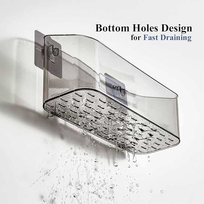 Bath Toy Storage 1 Pack, Large Bath Toy Holder, Quick Dry Bathtub Toys Organizer, Shower Caddy Shower Organizer for Bathroom Storage, No Drill Shelves Basket, Drainable, Clear Black