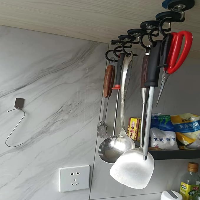 2PCS Magnetic Broom Rack Magnetic Hook S-Shaped Wall-Mounted Stainless Steel Heavy Duty Broom Mop Handle Holder for Kitchen Garage