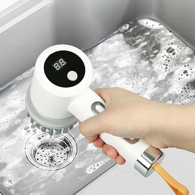 Electric Scrubber for Cleaning - 3-level Multifunctional Home Supplies with Handle,Bathroom Cleaning Brush | for Bathtub Tile Grout Floor Toilet Kitchen Wall Home Household Apartment Car Baseboard Was