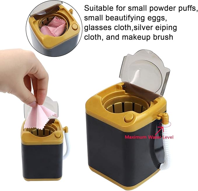 AUEAR, Makeup Brush Sponge Washing Machine Cleaner Device Plastic Automatic Cleaning (Black, Comes with Bucket)
