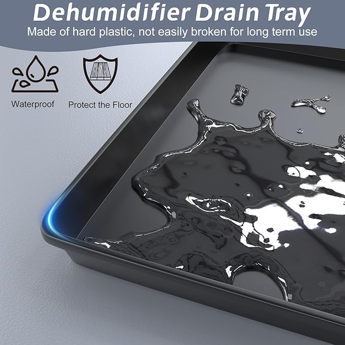 Flamorrow Dehumidifier Mat, Hard Plastic Drip Pan for Home and Basement Dehumidifiers, Dehumidifier Tray with Raised Edge for Leaks, Prevents Water from Pooling Underneath, Black, 17"x12.5"