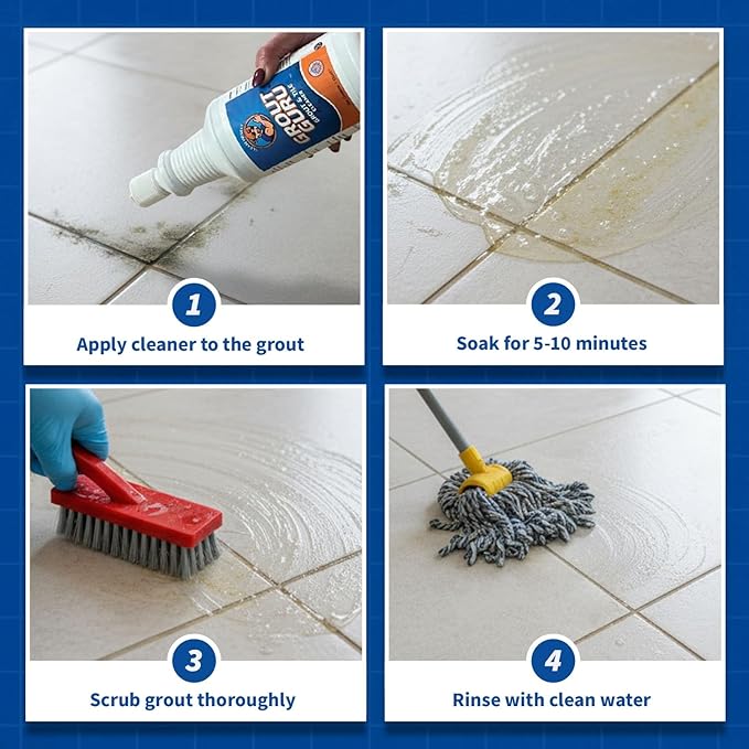 Guru The Professional Grout Cleaner for Tile Floors | Acid Free Formula | Tile Cleaner Spray for Marble, Natural Stones, Porcelain, & Marble | Shower Bathroom and Home Cleaner - Liquid, 32 Oz