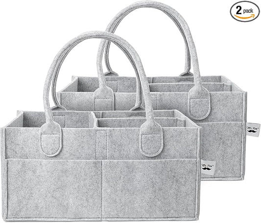Mr. Pen- Baby Diaper Caddy Organizer, 2 Pack, Gray, Baby Caddy Organizer with Handle, Compact Size, Collapsible & Portable