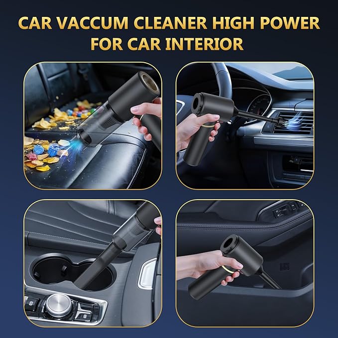 Car Vacuum Portable Cordless with 15000Pa Strong Suction, Handheld Vacuum Cleaner 4-in-1 Cordless Vacuum with 2 Suction Modes,Type-C & HEPA Filter- Lightweight(1.25lbs) for Car, Home, Pet Hair