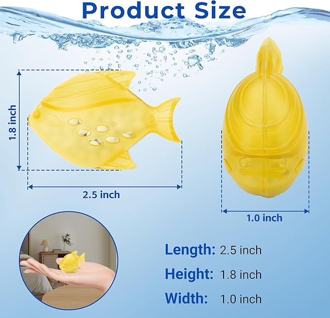 Funmit Humidifier Cleaning Fish, 12 Pack Humidifier Cleaner for Humidifiers and Fish Tanks, Purifies Water, Prevents Hard Water Build-Up, Reduces Scale, Yellow