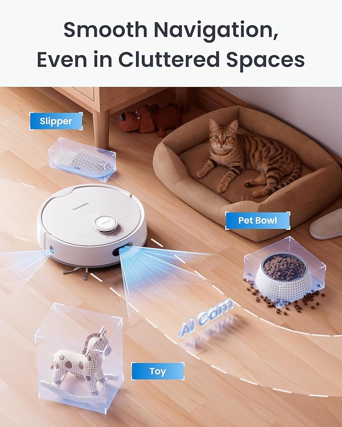 SwitchBot S20 Robot Vacuum and Mop with Matter, 10000Pa Suction, Roller Mop, AI Navigation, Auto Mop Wash & Dry, Self-Emptying, Works with AppleHome, Alexa, GoogleHome, for Pet Hair, Carpet, Floors