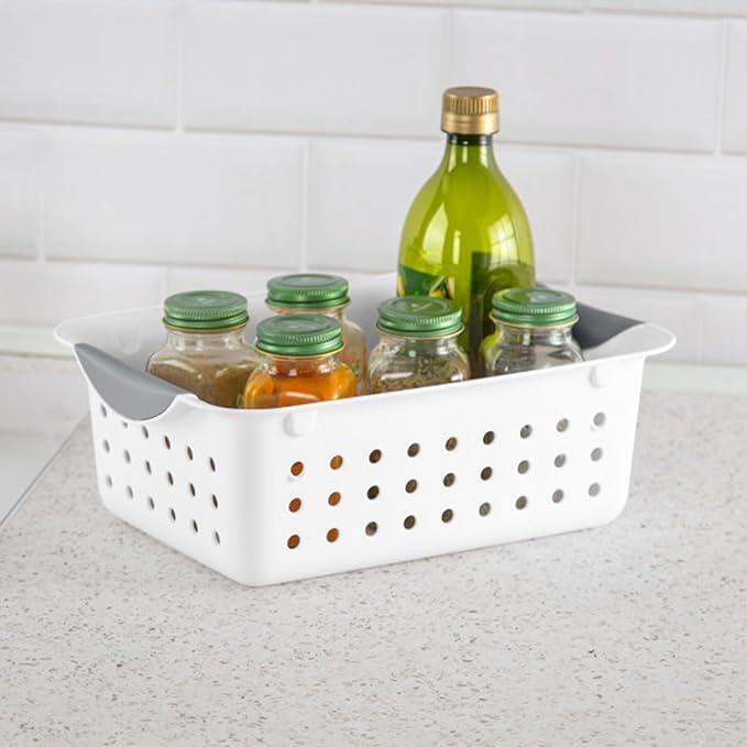 Sterilite 12-Pack Ultra Basket, Open Plastic Bins, Countertop, Cabinet and Closet Organizer, White, Small