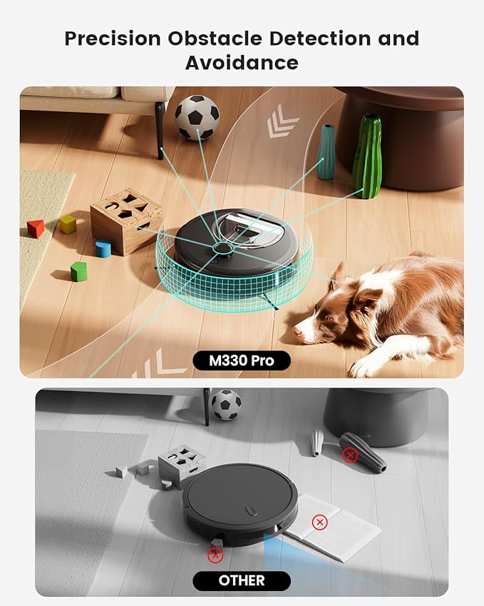 Lefant LiDAR Robot Vacuum and Mop, Smart Mapping and Obstacle Avoidance, Tangle-Free Pet Hair, 2.4G/5G WiFi App Control, Slim Design for Wider Coverage, Carpet Detection, M330 Pro