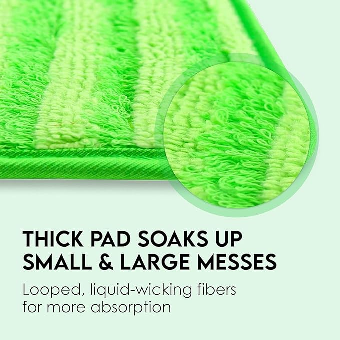 Reusable Microfiber Mop Pads Replacement – 4-Pack, Thick & Absorbent 18-Inch Washable Cleaning Pads, Hook-and-Loop Attachment, Compatible with Bona, Rubbermaid, Libman, Bruce & More