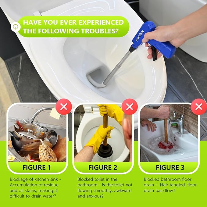 Toilet Drain Cleaner & Drain Snake - Toilet Drainage, Equipped with Flexible Grabbing Claw, Special Tool for Quick Cleaning, Reusable Bathroom Drain Cleaner, Prevents Damage to Inner Walls