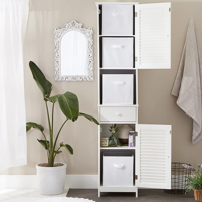 DII Non Woven Fabric Storage Bin Collection Collapsible Organizer Cube, Large Set, 11x11x11, White, 4 Count
