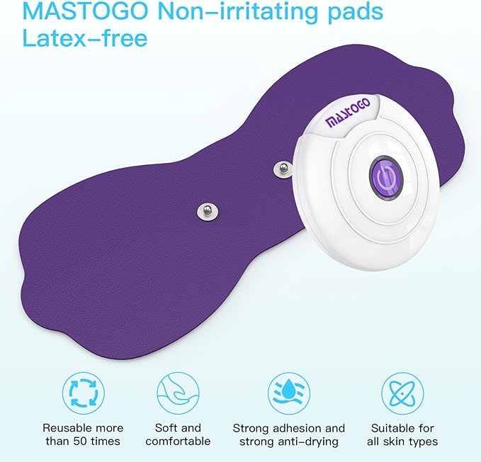 Tens Unit Wireless Electrode Pads, Replacement Electrode Pads with Standard 3.5mm Snap-on Connectors (4PCS/Set) (Purple)