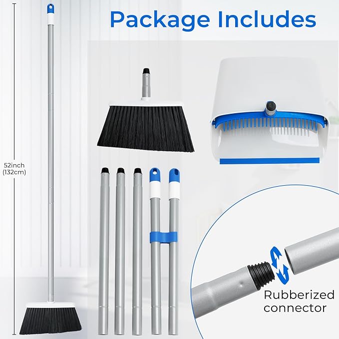 Broom with Dustpan Combo Set, Dustpans Stand Up