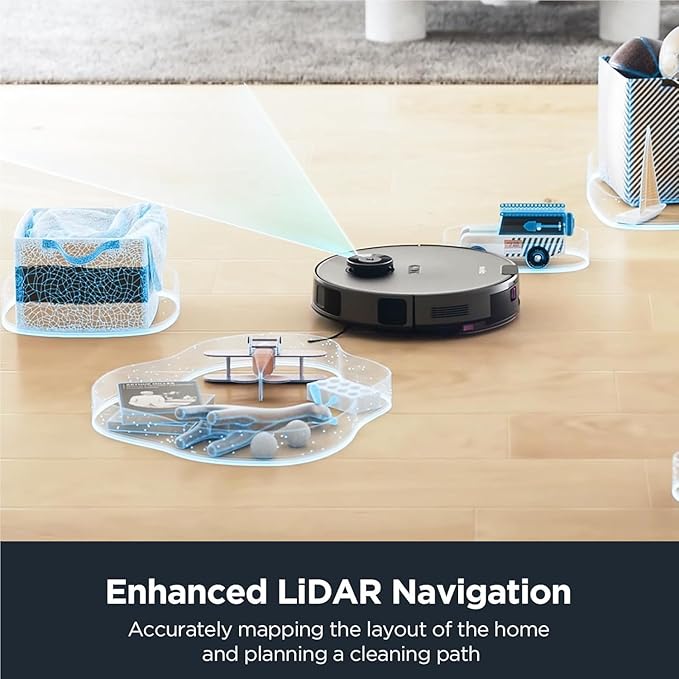 Eureka Robot Vacuum with Bagless Self Emptying Station, Robotic Vacuum Cleaner, 45-Day Capacity, 3000Pa Suction, LiDAR Navigation, NER E10s BK
