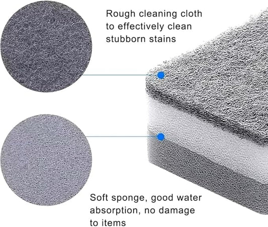 PKI Smart Essentials Dual-Sided Grey Cellulose Sponge with Gentle Scouring Pad – Multi-Purpose for Kitchen, Commercial, and Outdoor Cleaning (Set of 6)