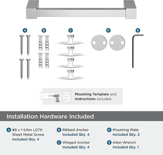 Amerock Monument Chrome 8 inch (203mm) Towel Bar, BH3608526