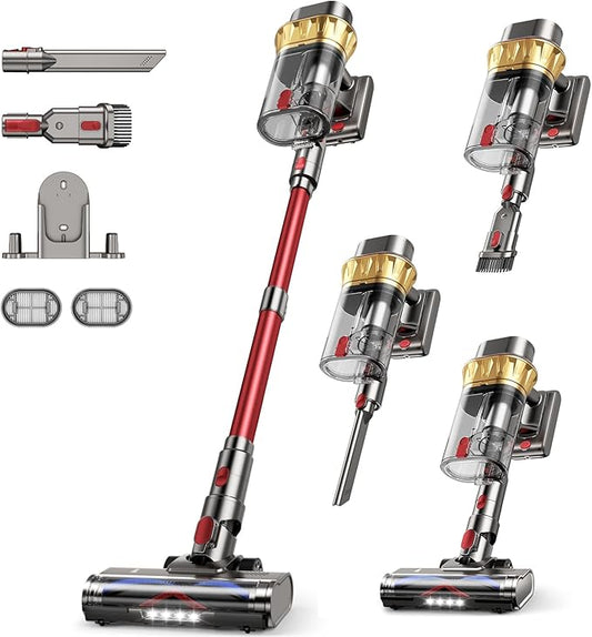 Vacuum Cleaners for Home, 650W 55KPA Cordless Vacuum Cleaner, 75 Mins 2L Double Dustcup Stick Vacuum Cordless Rechargeable, Anti-Tangle & Wall Mount Charging, for Hard Floors Carpet Pet Hair
