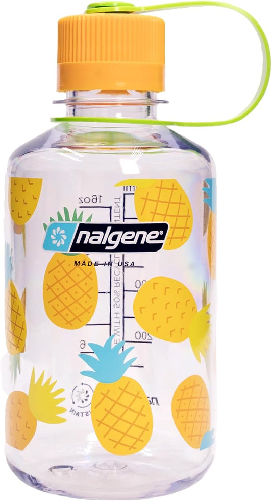 Nalgene Sustain Tritan BPA-Free Water Bottle Made with Material Derived from 50% Plastic Waste (using ISCC certified mass balance), 16 OZ, Narrow Mouth, Pineapple