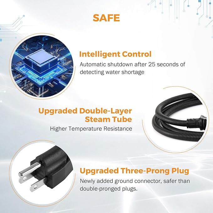 BEAMNOVA 2500W Car Steamer for Auto Detailing, High Pressure Handheld Steam Cleaner with Water Container, Portable Electric Steam Cleaning Machine
