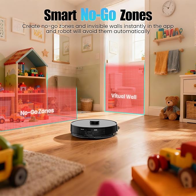 E10+ Robot Vacuums and Mop, 75-Day Self-Emptying, 8000PA Suction, LiDAR Navigation, Home Mapping, APP ＆ Voice Control, 150Mins Runtime for Pet Hair, Hard Floors, Carpets