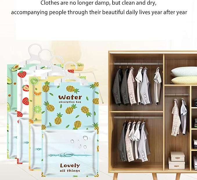 8 Pieces Dehumidifier Hanging Bags for Kitchen, Bathroom, Closet, Wardrobe Dehumidifier Bags (4 Colors)