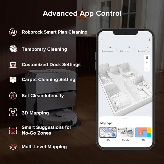 roborock S8 Max Ultra Robot Vacuum and Mop, All-in-One Dock, PreciSense LiDAR Navigation, Smart Dirt Detection, Self-Emptying, 8000Pa Suction for Various Floors, 20mm Auto Lifting for Carpet, White