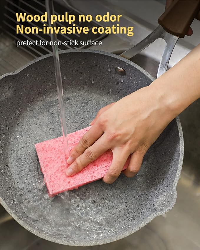 ARCLIBER Cellulose Sponges,Heavy Duty Scrub Kitchen Sponge,Clean Tough Messes Without Scratching Sponges Kitchen,Pop Up Eco Sponges DIY (6 Pack)