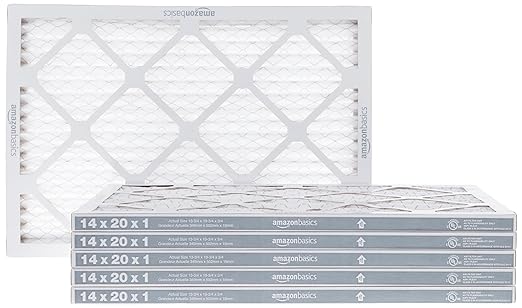 Amazon Basics 14x20x1 Air Filter, MERV 8 AC Furnace Filters, Allergy Control, Electrostatic, Removes Dust Pollen and Lint, 6-Pack (Actual Size: 13.75" x 19.75" x 0.75")