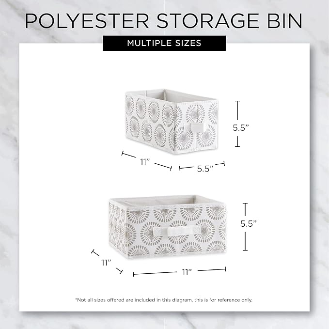 DII Non Woven Polyester Storage Bin, 11x11x5.5-inch, Chevron Gray, 2 Piece