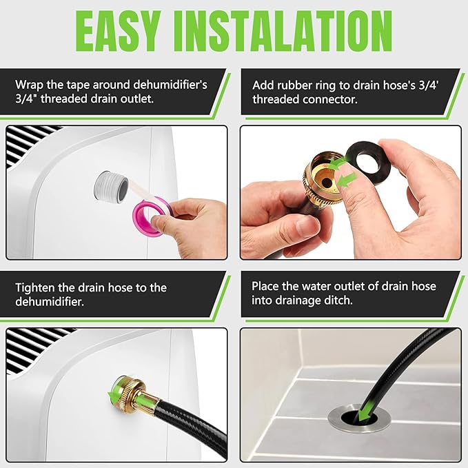 39FT Extension Drain Hose for Dehumidifier Indoor Dehumidifier Drain Hose with 3/4 inch Fitting, Leak Proof Dehumidifier Hose Fits Most Models