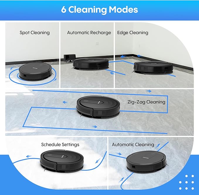 Bagotte Robot Vacuum and Mop Combo, Robotic Vacuum with 5000Pa, Schedule, 4 in 1 Robotic Vacuum Cleaner, Quiet Slim,Self-Charging,Wi-Fi/Voice/App,Perfect for Pet/Hard Floors,/Carpet