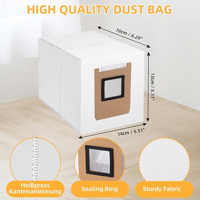 14 Pack Dust Bags Replacement for Eufy E25 Omni / E28 Omni Vacuum Robot All in One Cleaning Station, 3L Large Capacity Auto Seal Replacement Bag Vacuum Station Accessories