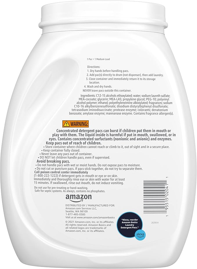 Amazon Basics Laundry Detergent Pods, 120 Pacs for 120 Medium Loads, Lavender Scent, (Previously Solimo) (Pack of 2)