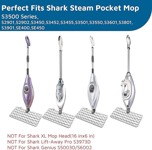 F Flammi Heavy-Duty Steam Mop Replacement Pad for Shark Steam Pocket Mop S3501 S3601 S2901 S2902 S3550 S3801 S3901 SE450 S3601D S3901D for All Hard Floors Soft Scrub Mop Pad for Shark